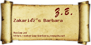 Zakariás Barbara névjegykártya